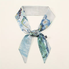 Skinny Scarf Oil Painting Print Long Ribbon Neckerchief Women Casual Necktie