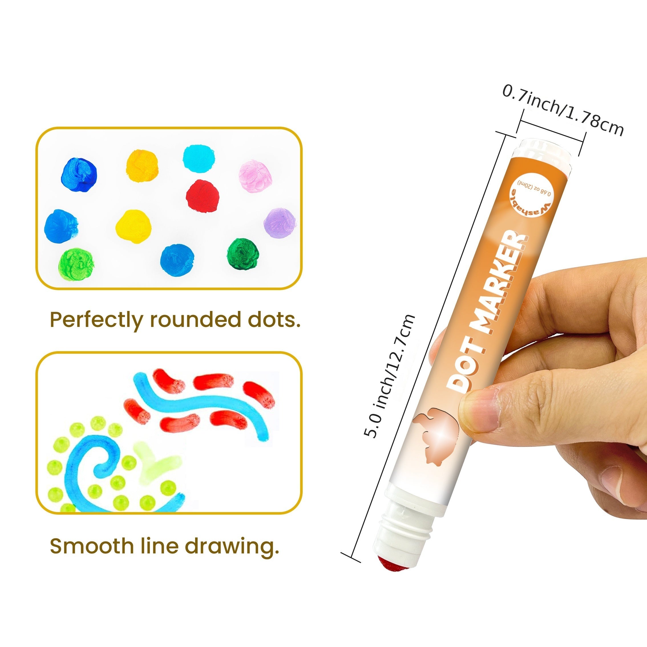 6 Vibrant Dot Markers Bingo Stamps Washable