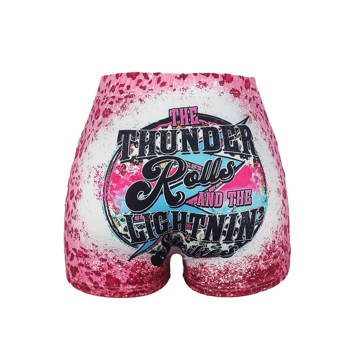 Leopard Print Skinny Shorts Casual Elastic Waist Shorts