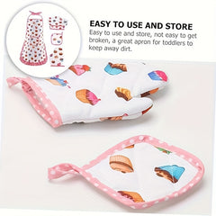 Kids Pretend Kitchen Toy Apron Baking Tool Set Mini Cake Apron