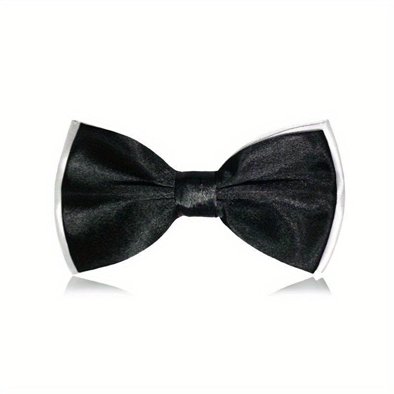 Double Layer Wedding Bow Tie for Men Business Groom Wine Red
