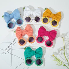 Girls Bow Headband & Daisy Sunglasses Set for Party Outdoor Sun Protection
