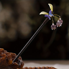 Butterfly Shape Hair Pin With Floral Pendant Chinese Style Hair Stick