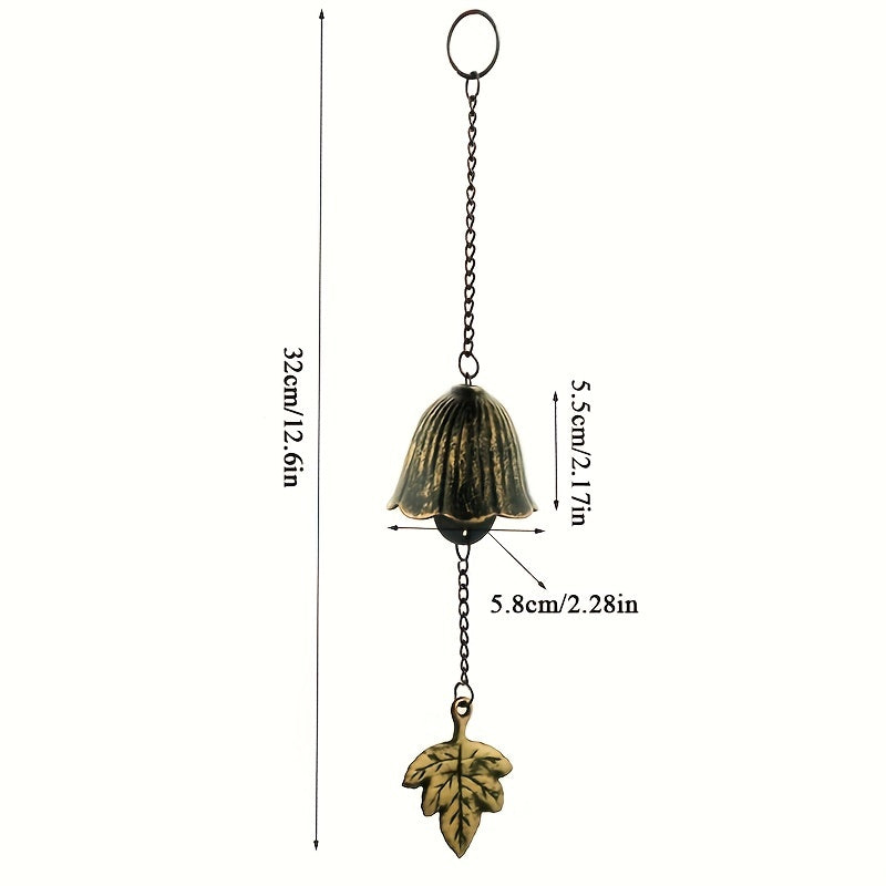Japanese Cast Iron Wind Chime Hanging Decoration Retro Leaf Bell Outdoor Garden