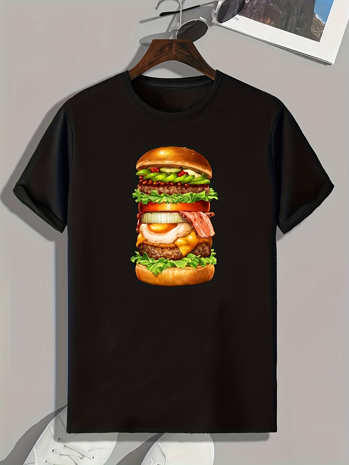 Hamburger Print Men's Graphic T shirt for Summer