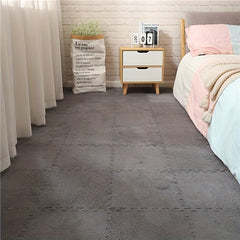 9pcs Plush Puzzle Foam Floor Mat Soft Interlocking Carpet Fluffy Area Rug