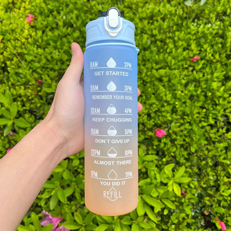 Large Capacity Motivational Water Bottle with Straw - Reusable Leakproof Durable