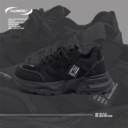 HUANQIU Lace Up Chunky Mesh Sneakers Platform Outdoor Running Shoes
