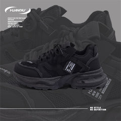 HUANQIU Lace Up Chunky Mesh Sneakers Platform Outdoor Running Shoes