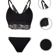 Sexy Lace Lingerie Set Wireless Bra & Thongs