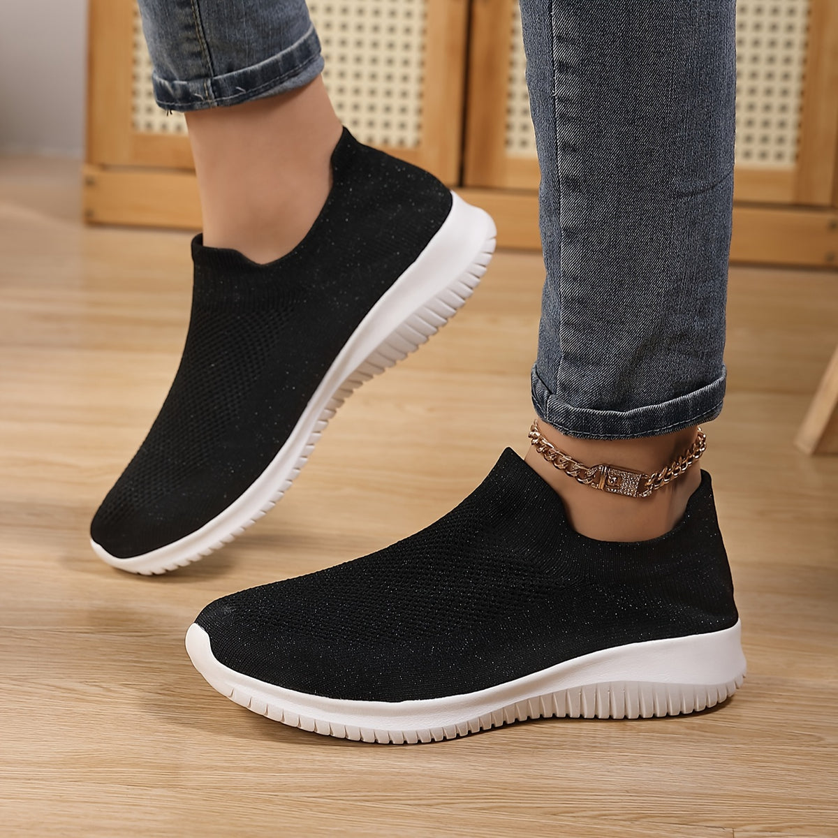 Women's Knit Walking Shoes Running Shoes Slip on Sports Sneakers