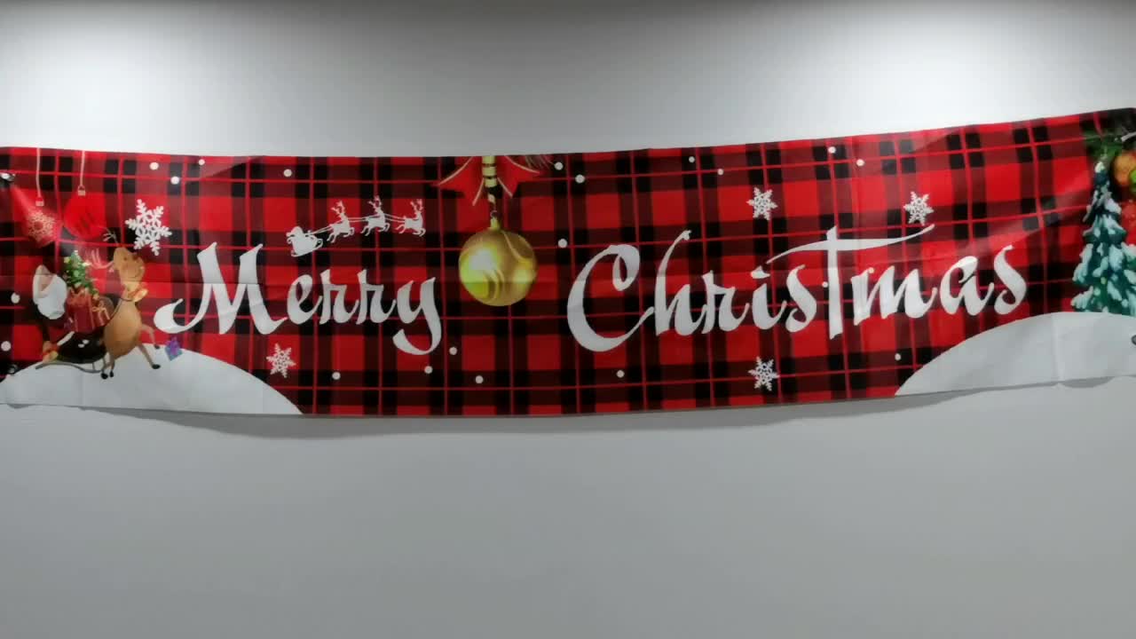 Christmas Red & Check Decoration Banners, Merry Christmas Home Decor