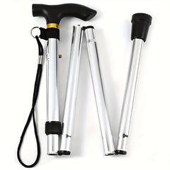 Foldable Lightweight Aluminum Hiking Stick Telescopic Straight Handle