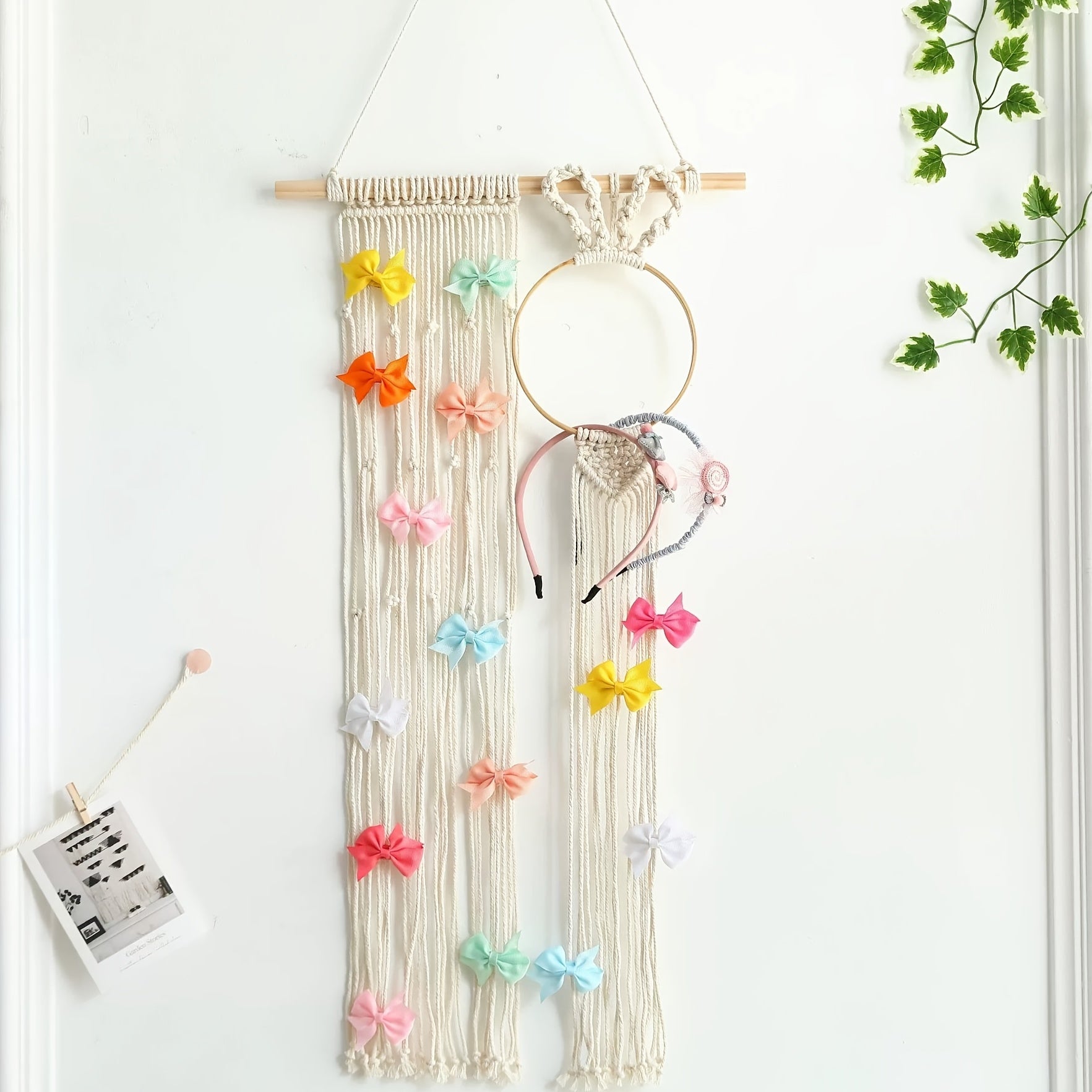 Bohemian Hand Woven Bunny Hairpin Rack Wall Decoration