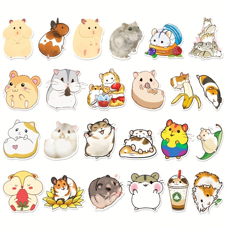 50pcs Little Hamster Cartoon Notebook Diary Decorative Waterproof Stickers
