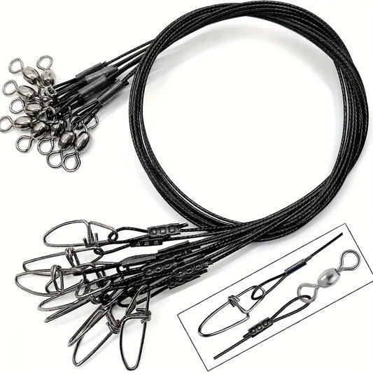 24pcs Steel Fishing Leaders Wire 56 7KG Heavy Duty Saltwater Fish Leader