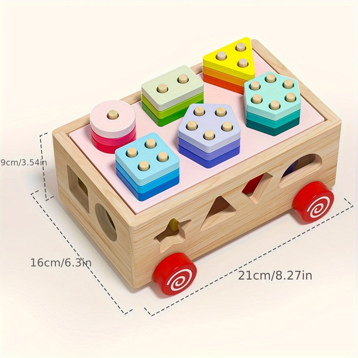 HIBOBI 12 Hole Colorful Column Toy with 3D Blocks