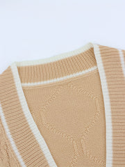 Women's Plus Knitted Button Up Long Sleeve Cardigan