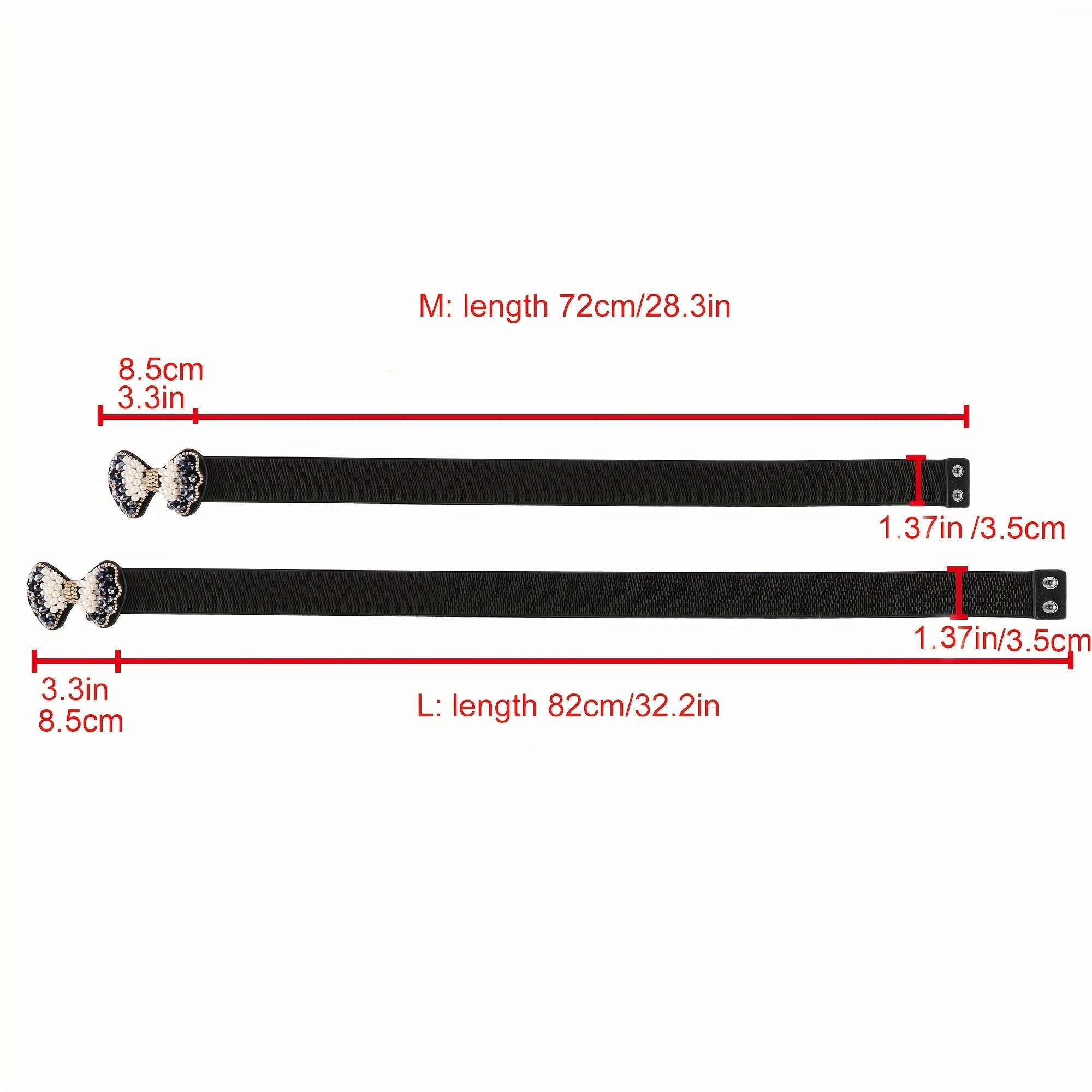 Faux Pearl Bow Buckle Elastic Belt Decorative Girdle