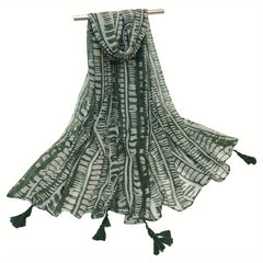 Thin Breathable Tassel Scarf Print Windproof Sunproof Shawl