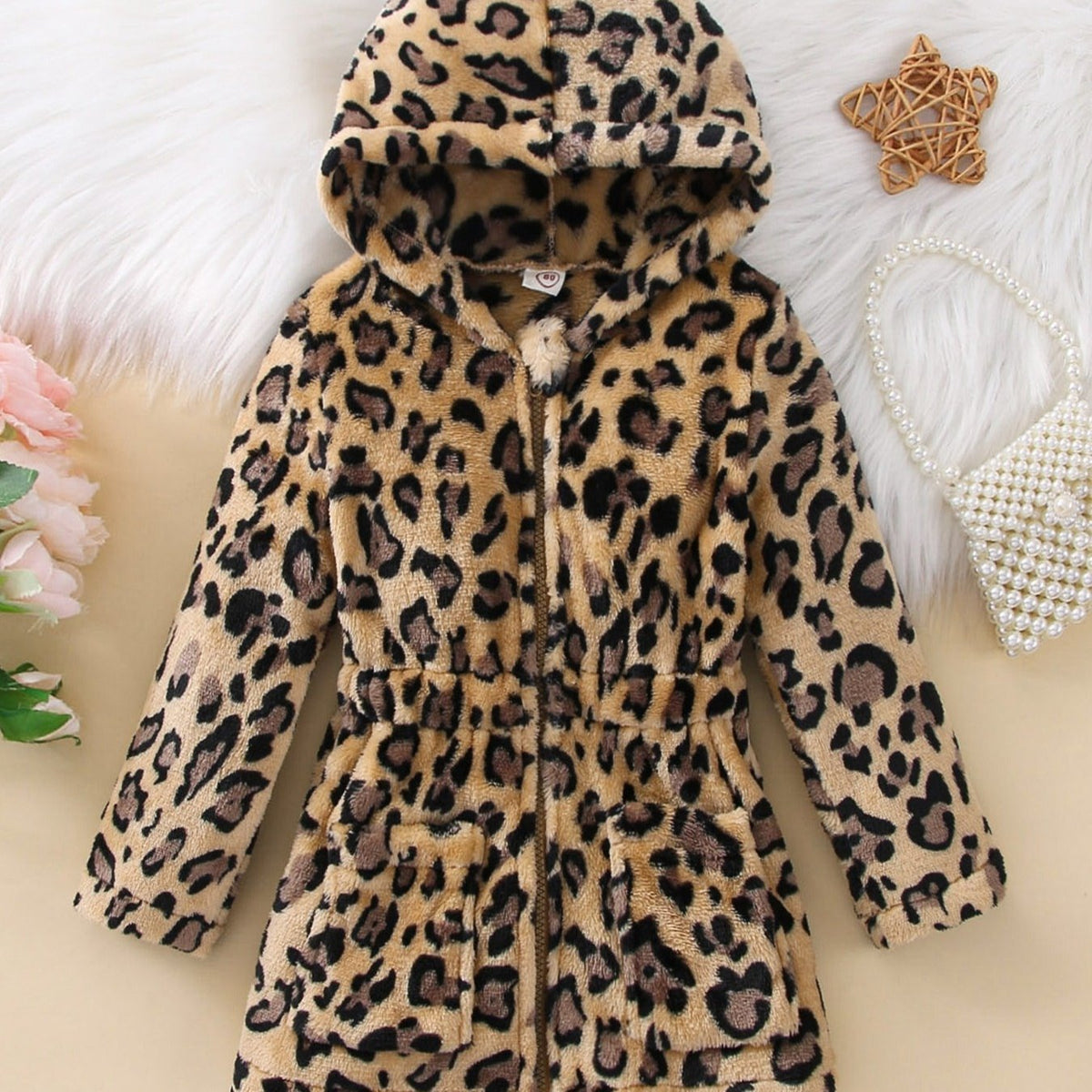 Vintage Leopard Hooded Long Sleeve Coat