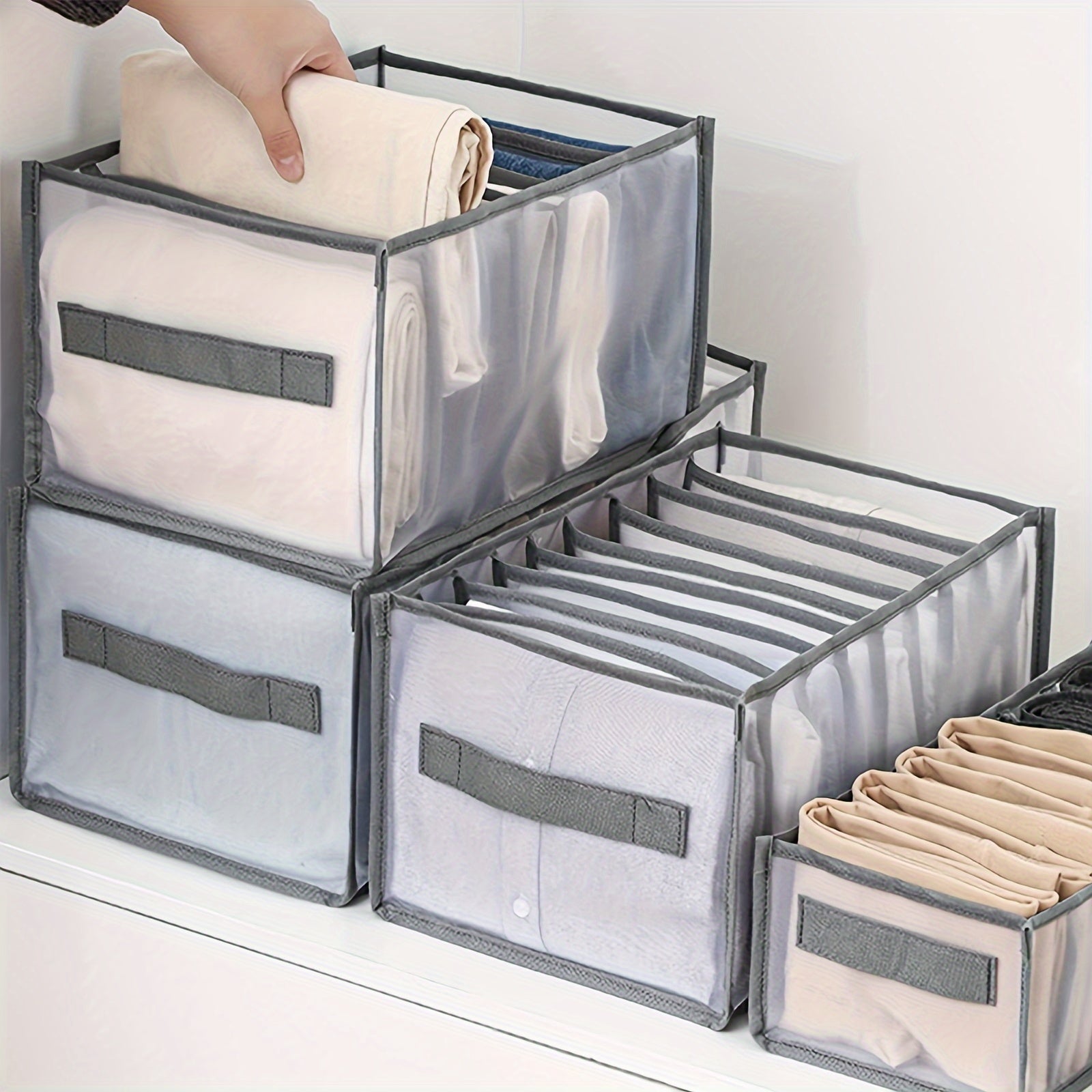 6pcs Large Capacity Foldable Mesh Nylon Organizers 6 Dividers Desk Organizer
