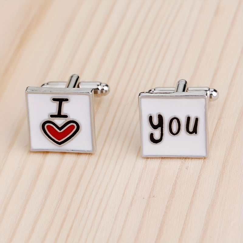I Love You French Cufflinks for Couple