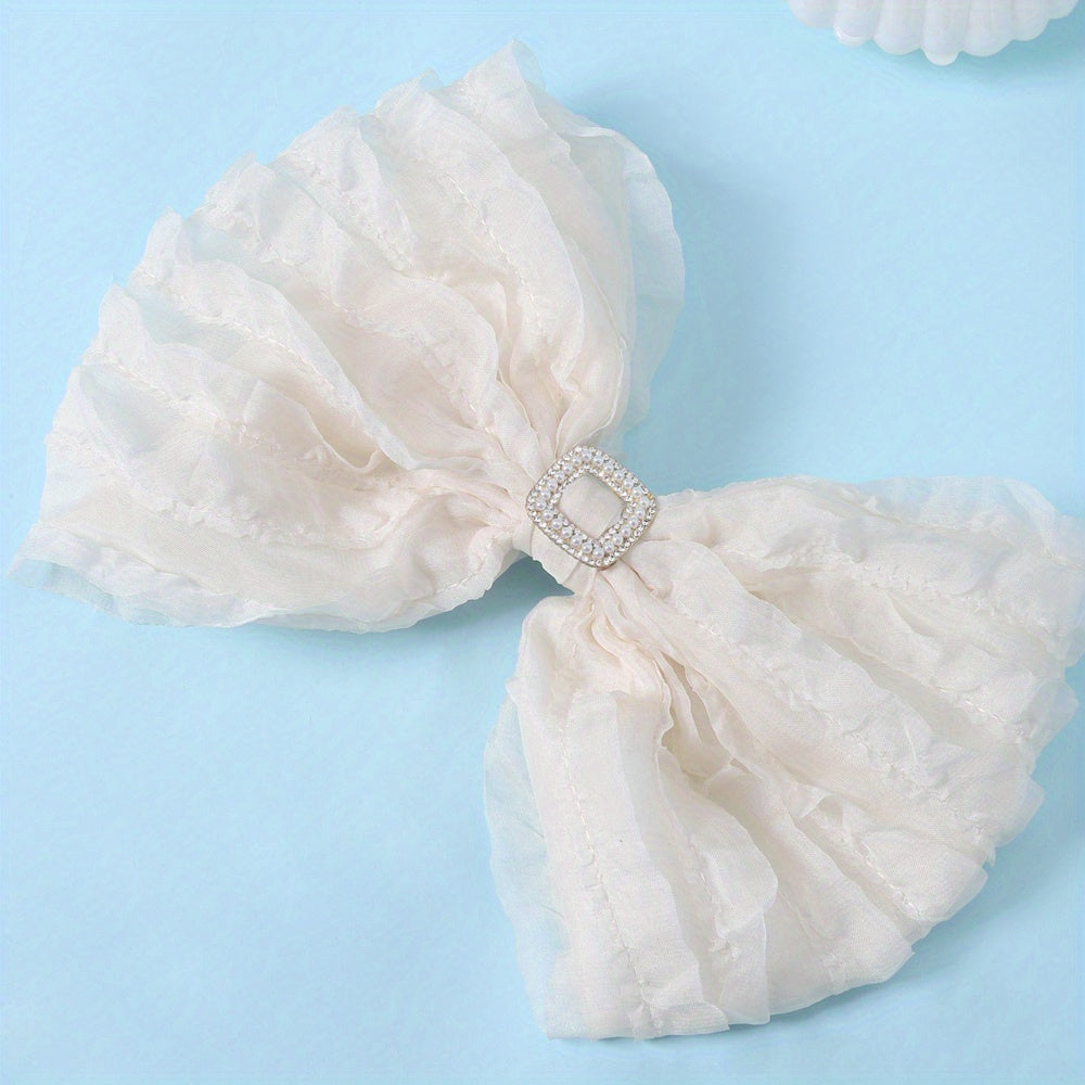 Sweet Fabric Bowknot Hair Clip for Side Hair Bun