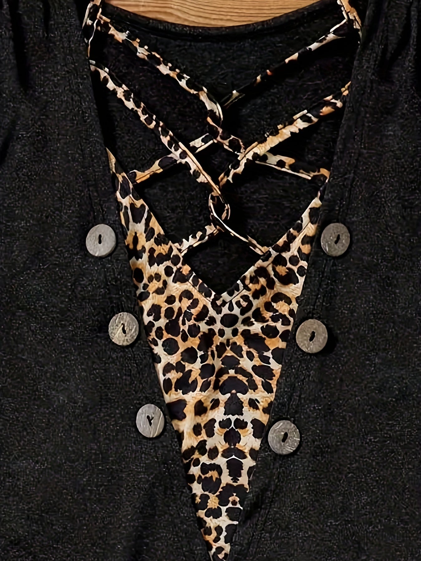  Colorblock Leopard V-Neck Tank Top