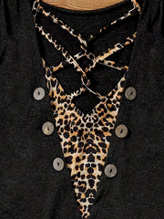  Colorblock Leopard V-Neck Tank Top