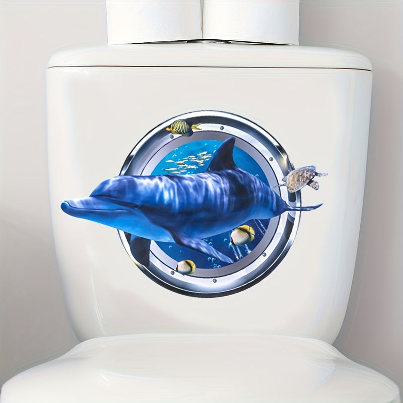 3D Dolphin Diving Mirror Toilet Sticker Bathroom Decoration