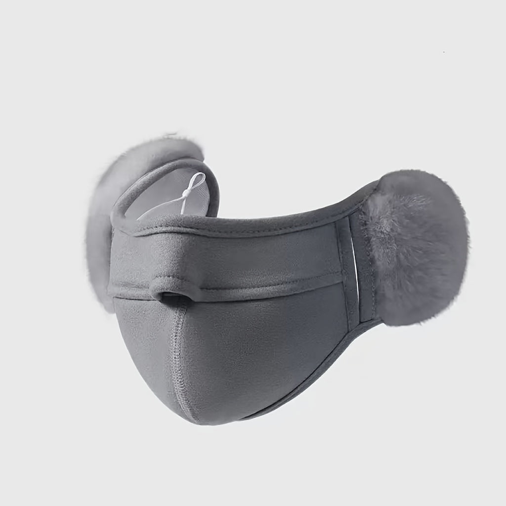 2 in 1 Solid Face Mask Earmuffs, Warm Velvet Ear Warmers