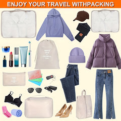 7pcs Solid Zipper Packing Cubes Lightweight Multifunctional Luggage Bags