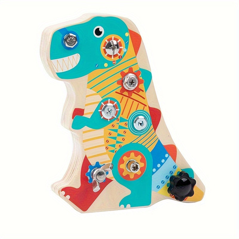 Wooden Dinosaur Screwdriver Activity Board Educational Puzzle Toy for Kids
