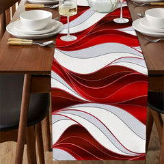 Red Gradient Lines Abstract Valance Geometric Table Runner