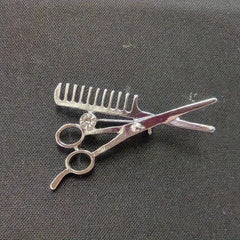 Men's Haircut Scissors Comb Brooch