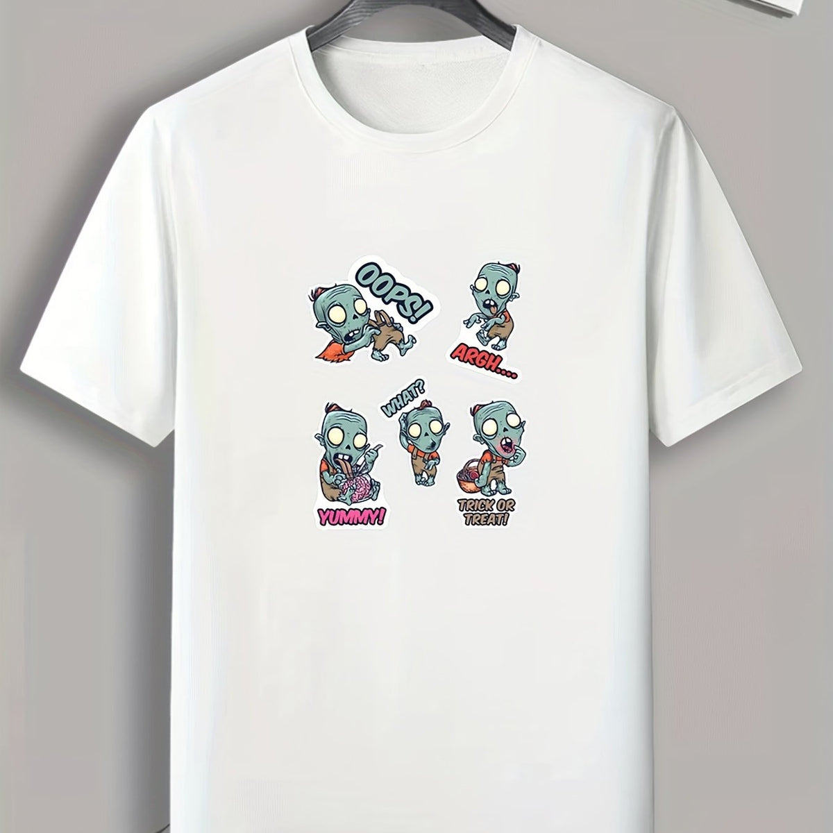 Men's Cartoon Zombie Print T-shirt for Halloween