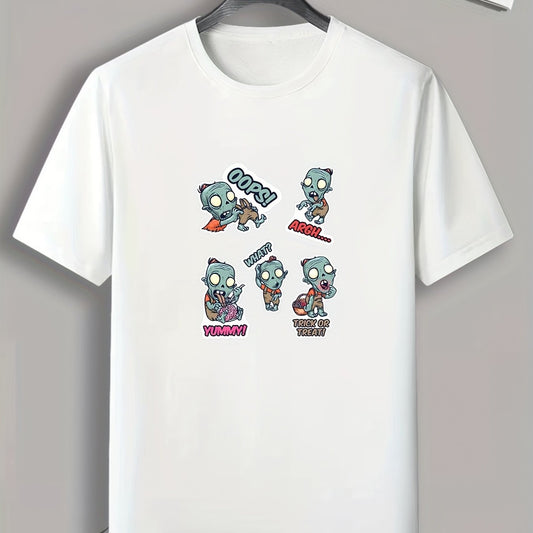 Men's Cartoon Zombie Print T-shirt for Halloween