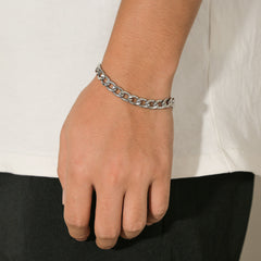 Men's Silver Stainless Steel Chain Bracelet Cuban Link Domineering Style