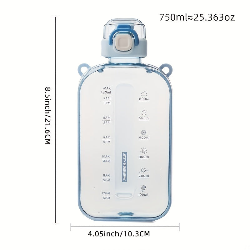 Square Plastic Water Bottle Adjustable Shoulder Strap Belly Wat
