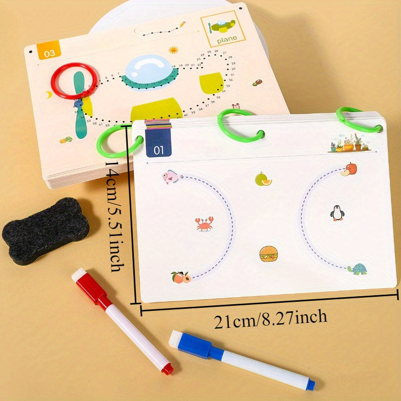 Kids Pen Control Activity Book with Pens & Eraser