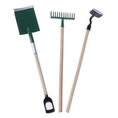 Doll House Mini Garden Toy Set Of 3 Ornaments Snow Shovel Rake Elf Accessory