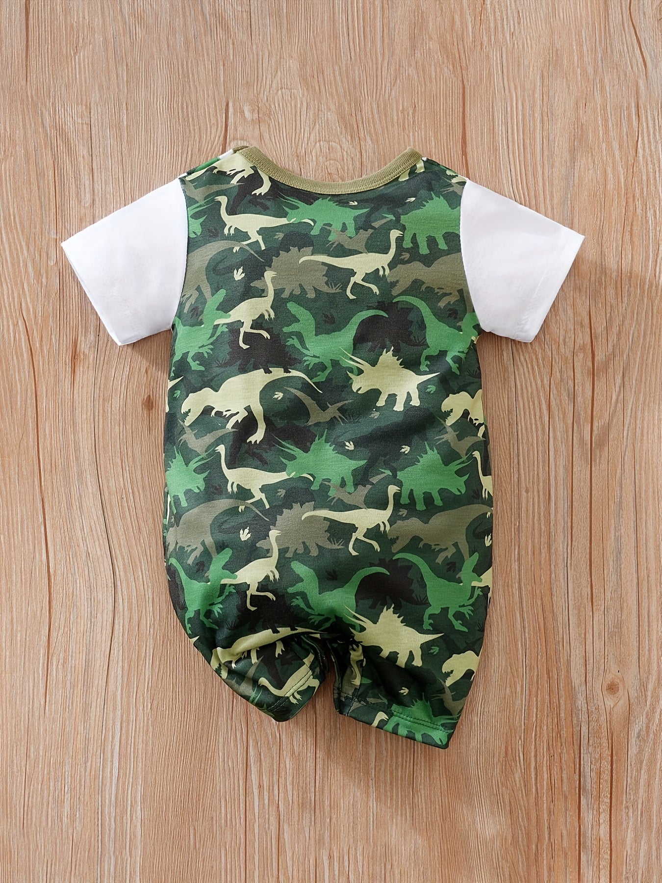 Baby Boys Short Sleeve Jumpsuit with Dinosaur Graphic