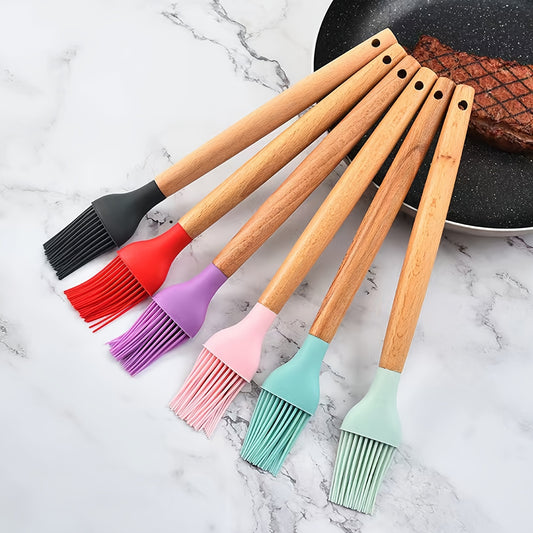 Silicone Applicator Brush Wooden Handle Heat Resistant Pastry Brush