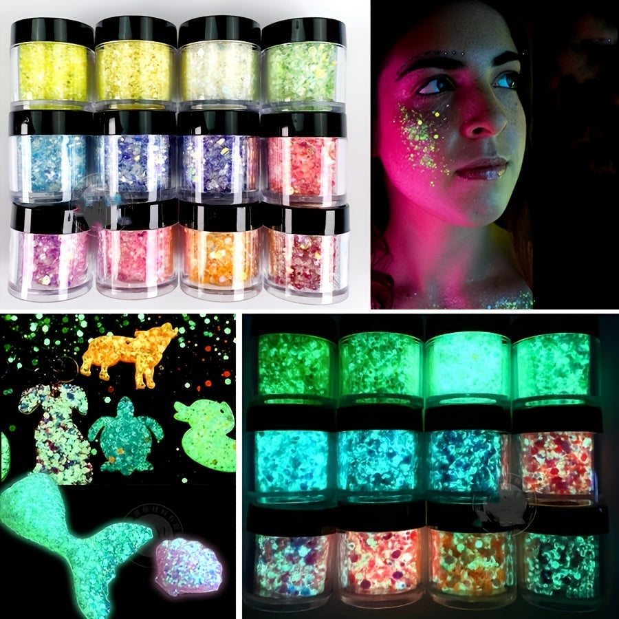 Glow in the Dark Chunky Glitter Sequins for Body Face Hair Nails