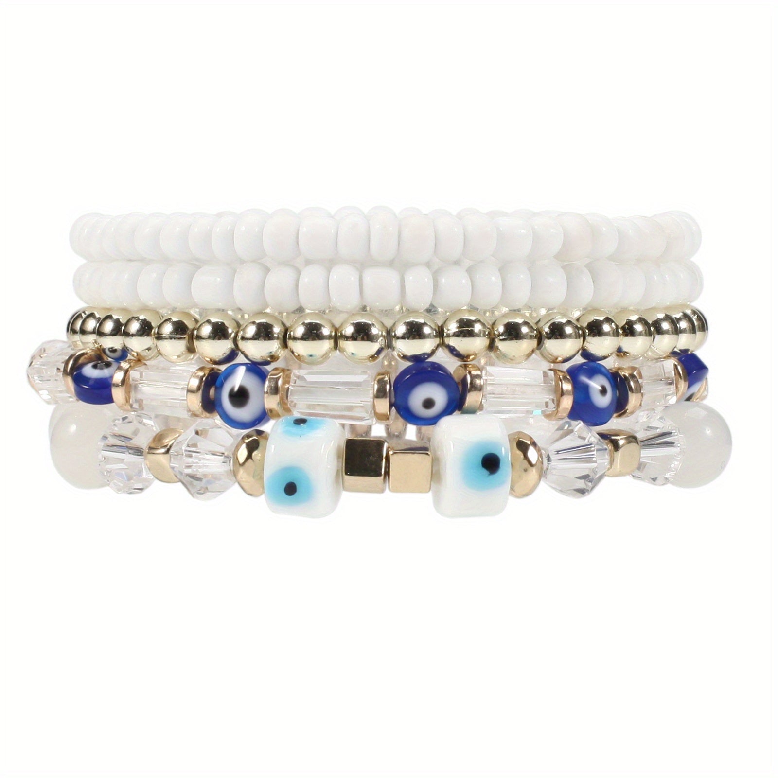 Boho Beaded Bracelet Set Stackable Hand Jewelry Women