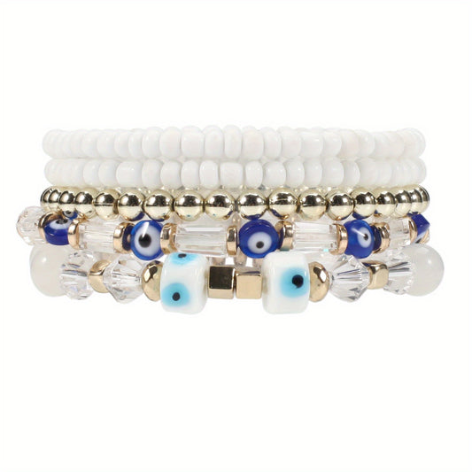 Boho Beaded Bracelet Set Stackable Hand Jewelry Women