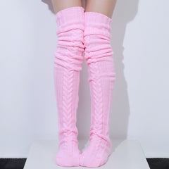 Cable Knit Thigh High Socks Over The Knee Boot Warm Leg Warmers