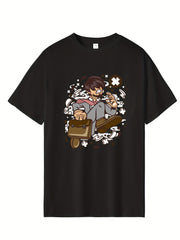 Men's Cartoon Print Hip Pop Tee - Short Sleeve Crew Neck T-shirt