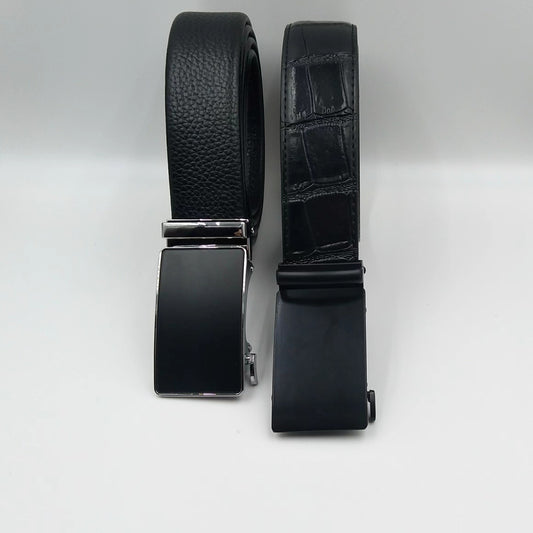 Men's Leather Automatic Buckle Belt Set